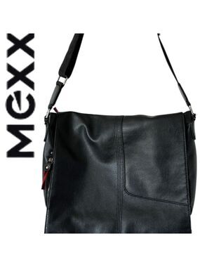 Mexx Black Leather Messenger Bag